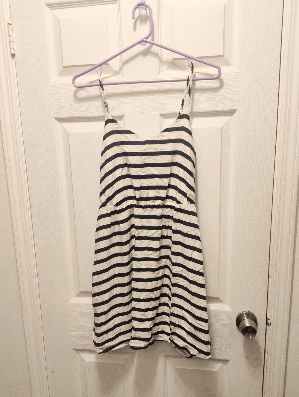 Lauren Conrad White And Navy Striped Summer Dress Sz s